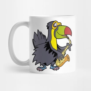 Comic toucan playing saxophone Mug